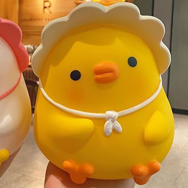 Spargris, Myntbank för Flickor och Pojkar, Myntsparbössa i Resin, Söt Tecknad Myntsparbössa, (Gul Anka) yellow