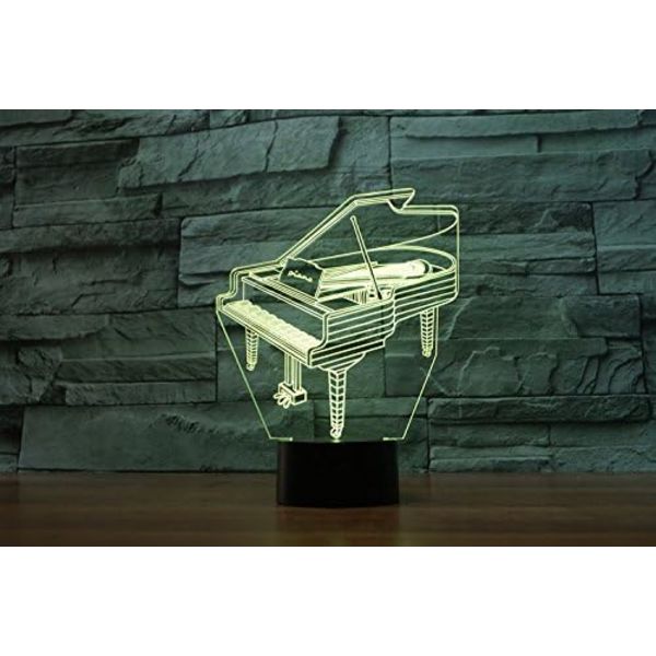 3D Pianokontroll 16 Färgade Nattlampor Illusion Akryl LED Bord Sänglampa Barn Sovrum Skrivbordsdekoration Födelsedagspresenter Leksak för Barn