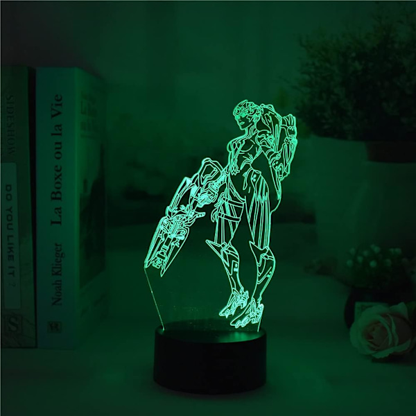 Spill OW Widowmaker, LED nattlys, 3D illusjonslys, USB berøring/fjernkontroll 16 farger, hjemmedekor (svart fjernkontroll 16 farger)