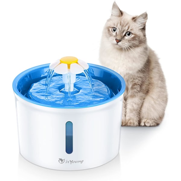 Kattfontän 1,6L Automatisk husdjursvattenfontän Husdjursvattendispenser, Hund/Katt Hälsosam fontän och hygienisk hundfontän (Blå) Blue