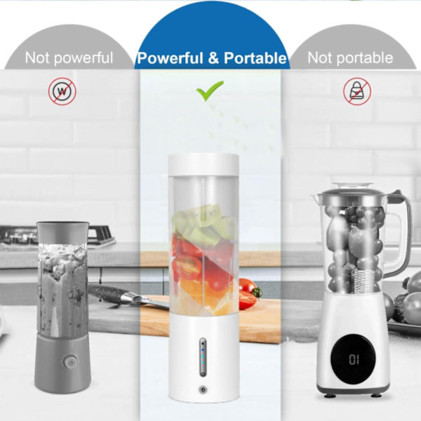 Personlig Blender til Shakes og Smoothies, 16 Oz Bærbar Blender med 6 Blade, USB Genopladelig Smoothie Blender til Hjem, Rejser og Kontor White