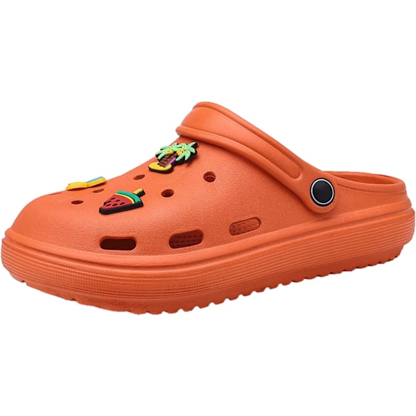 Dam trädgårdsskor sommar lätta träskor sandaler halkfria slides duschtofflor inomhus utomhus Orange 9inch 6