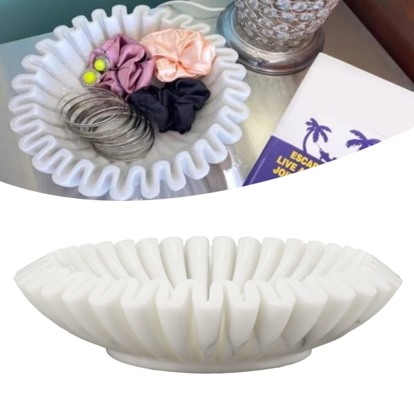 Hand Crafted Marble Ruffle Bowl 10 Inch Antique Scallop Bowl for Housewarming Wedding Gifts Decoration