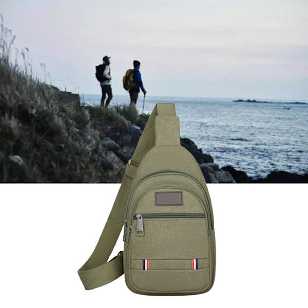 Sling Bag - Hållbar Canvas Sling Ryggsäck Justerbar Rem Bröstväska Snygg Resväska Axelväska för Män - Fri Storlek Green