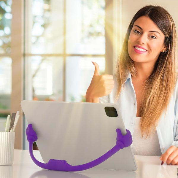 Thumbs Up 2-pakks nettbrettstativ, nettbrettstativholder for skrivebord, nettbrettstativ kompatibel med iPad-serien, Samsung Galaxy-faner Purple/Green Plus