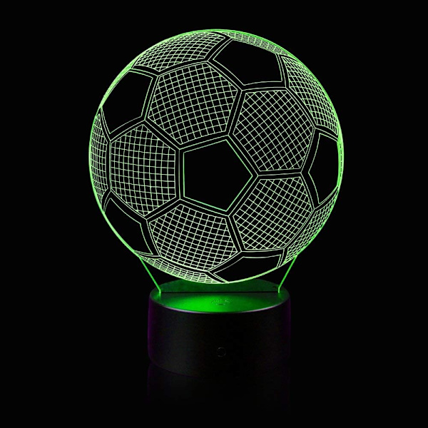 3D Illusion Fodbold Natlys Lampe med 16 Farveskift Touch Sort Base Strømforsyning af AA Batterier med Fjernbetjening Fødselsdagsgave