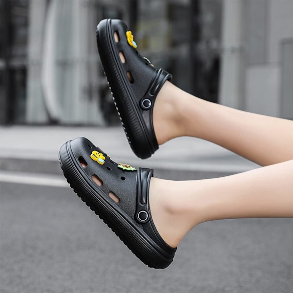 Kvinders Have Sko Sommer Letvægts Træsko Sandaler Skridsikre Slides Brusebad Tøfler Indendørs Udendørs Black 10.25inch 5.5