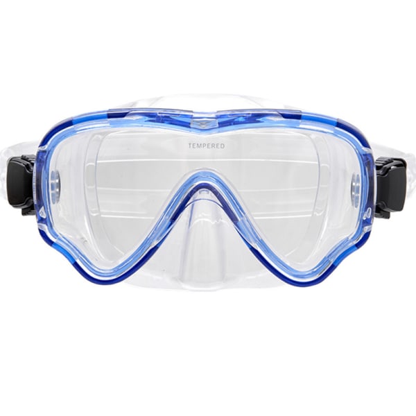 Vuxen snorkelmask dyk simglasögon med näsmask och cover snorkelmask helt torr (blå) Ej anti-dimma