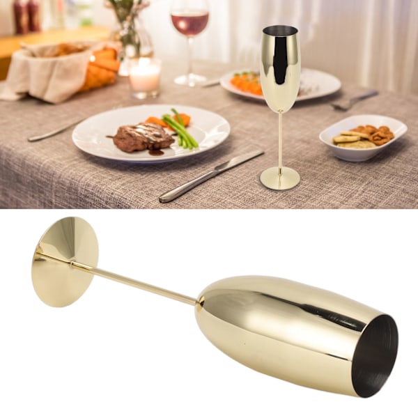 Metal Vinglas i Rustfrit Stål - Elegant, Høj Hårdhed, Bredt Anvendt - Metal Vinglas til Fest, Bryllup, Banket - Farve Gold 260ml