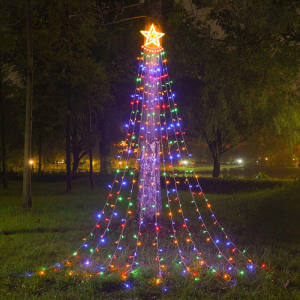 Julbelysning utomhus, 350 lysdioder Vattenfall Julgransbelysning 8 ljuslägen Fairy Lights med fjärrkontroll för trädgårdsfest bröllopsinredning
