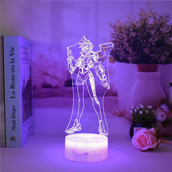 Game OW Tracer, LED Natlys, 3D Illusion Lys, USB Berøring/Fjernbetjening 16 Farver, Hjemmeindretning (Fjernbetjening med 16 farver)
