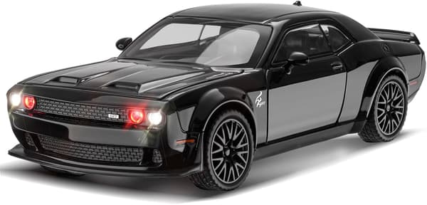 Hellcat Legetøjsmodelbil til Børn 1:32 Skala Dodge Challenger Trykstøbt Metal Legetøjsbiler til Træk Tilbage Modelbil Hellcat med Lyd og Lys Hellcat Bil