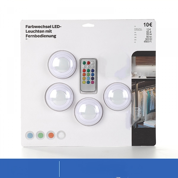 LED Puck Light 3-pack med fjärrkontroll | Trådlös LED-belysning under skåp | Belysning under diskbänk för kök | Batteridrivna lampor  Skåpsbelysning