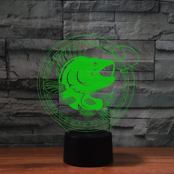 3D Go Fishing Fjernkontroll 16 Farger Nattelysbilder Illusionsakryl LED Bord Nattbord Lampe Barn Soverom Skrivebord Dekor Bursdagsgaver Leke for Barn