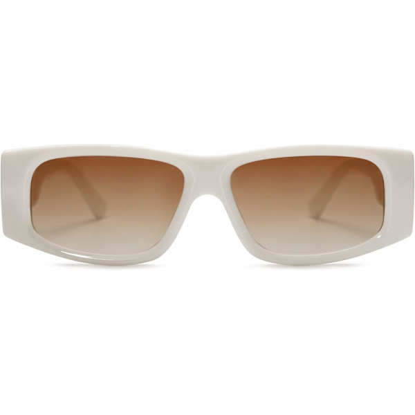 Retro Trendiga Rektangulära Polariserande Solglasögon 80-tal 90-tal Y2K Snygga Designersolglasögon Cream White Brown