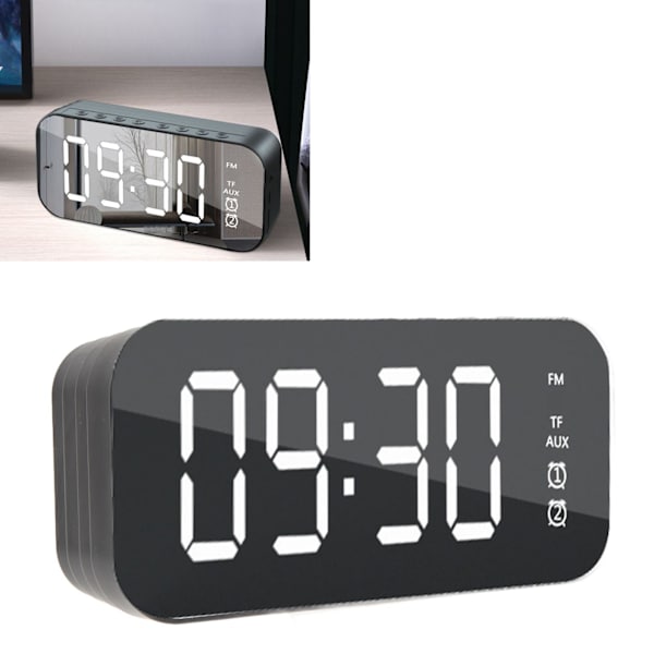Spegelsurface väckarklocka Bluetooth-högtalare Digital trådlös väckarklocka Bluetooth-högtalare för mobiltelefon dator