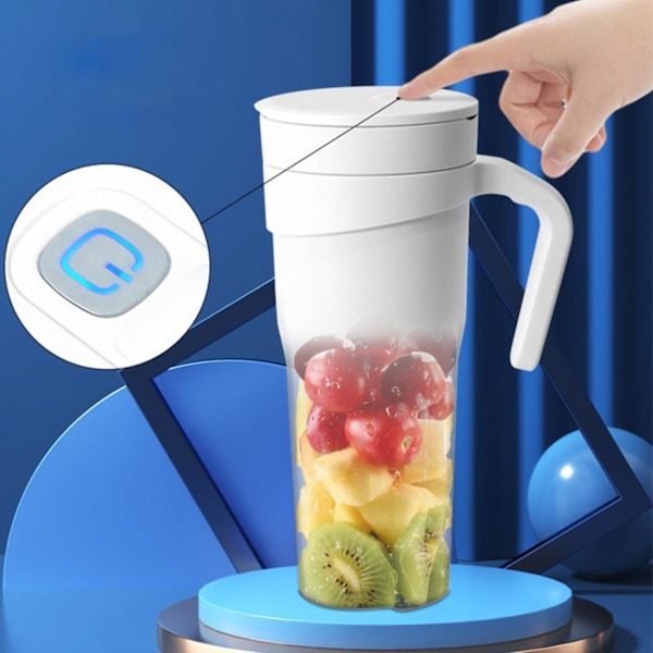 Bærbar Blenderkopp Personlig Størrelse Juicer Ledningsfri Vanntett 470ml/16oz 6 Blader Egnet for Juice Smoothies Shakes LB40 White