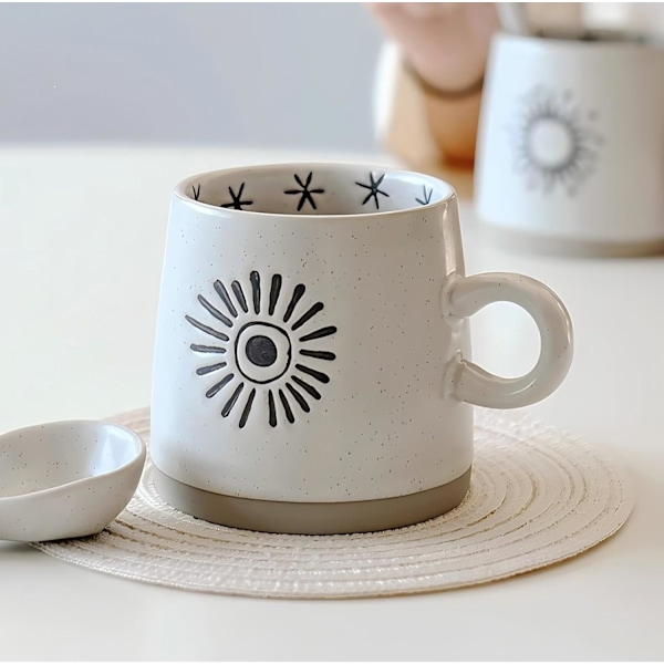 Keramiske Måne og Sol Kaffe Krus, Porcelæn Kaffe Krus, Keramiske Kopper til Latte