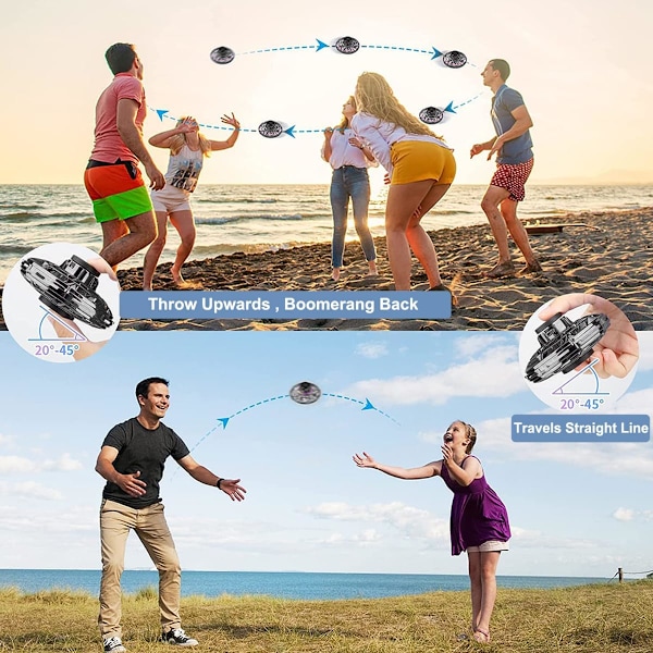 Fidget Spinner Flygleksaker, Mini Fly UFO Handstyrd Boomerang Drone, Coola Prylar Gadgets Presenter för Barn Pojkar Flickor Tonåringar Inomhus Utomhus Black