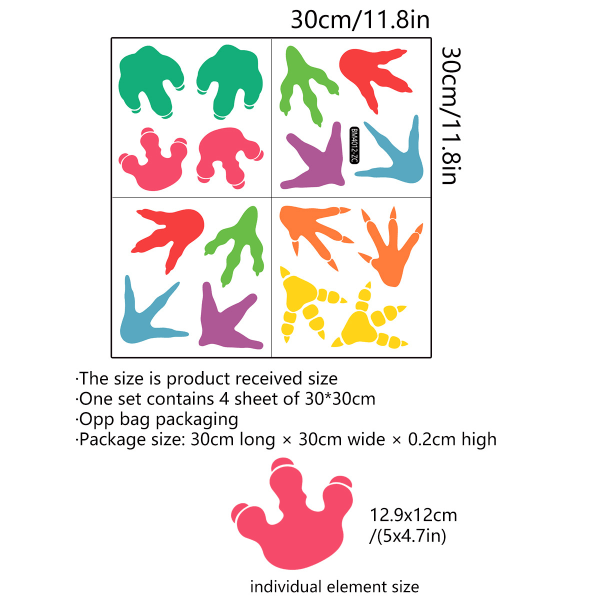 Dinosaur Prints Vinyl Väggdekal för Barn Pojkar Flickor Sovrum inspirerande set
