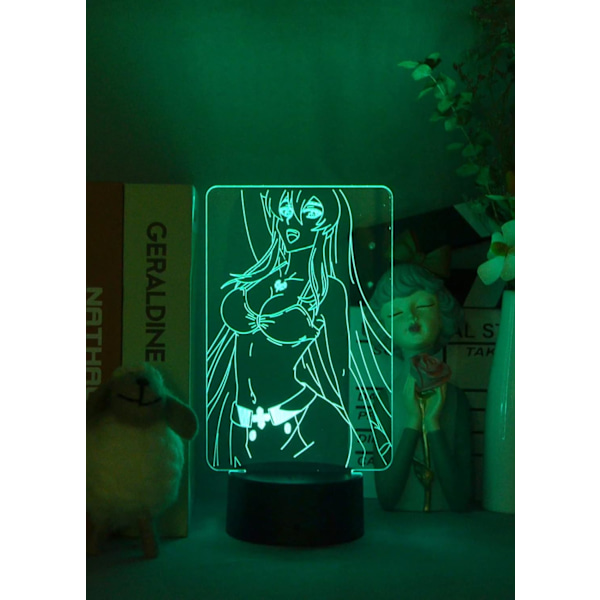 Akame Ga Kill Natlampe 3D LED Skrivebordslampe USB-drevet Natlys Fjernbetjening Ferie Fødselsdagsgave Soveværelsesindretning