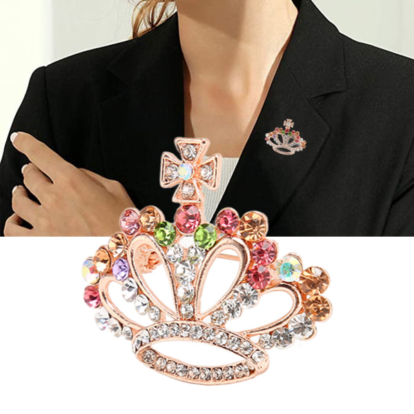 Krystall Rhinestone Krone Brosje Pin Farget Prinsesse Dronning Tiara Krone Brosjer for Kvinner Jenter Bryllupsfest Bursdag