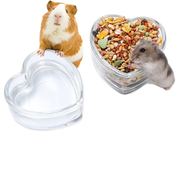 2 st Hamstermatskål och Vatten skål, Söta Form Gräs Dricka och Äta Skål, Transparent Mat skål för Hamster
