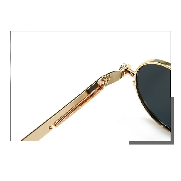 Retro Runde Steampunk Solbriller til Kvinder/Mænd John Lennon Briller Gotiske Cirkulære Metalramme 100% UV-Blokerende Linse
