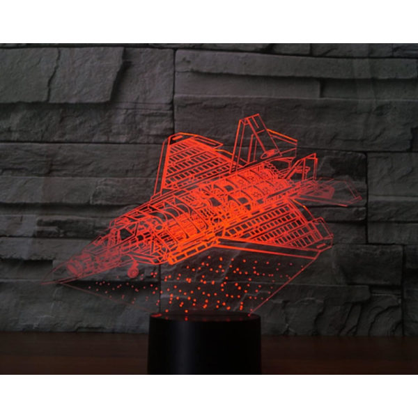 3D Flygplan Fjärrkontroll 16 Färger Nattlampor Illusion Akryl LED Bord Sänglampa Barn Sovrum Skrivbordsdekoration Födelsedagspresenter Leksak för Barn