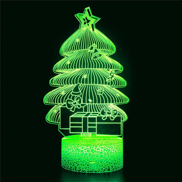 3D Juletre Nattlys Bordsklampe Optisk Illusjon Lamper 16 Farge Skiftende Lys LED Bordlampe Jul Hjem Kjærlighet Bursdag Barn Leke Gave