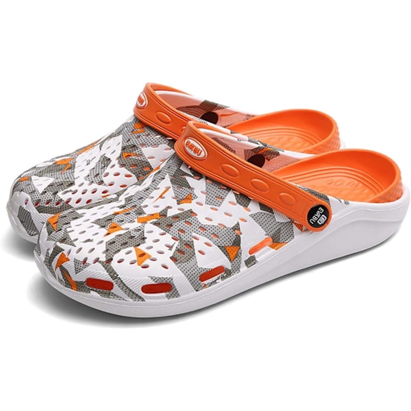 Herre- og damesko til havearbejde, sommersandaler, lette, skridsikre vandresko, unisex voksensko til pool, strand, have, køkken, bruser Orange 9.75inch 8.5 Women/7.5 Men