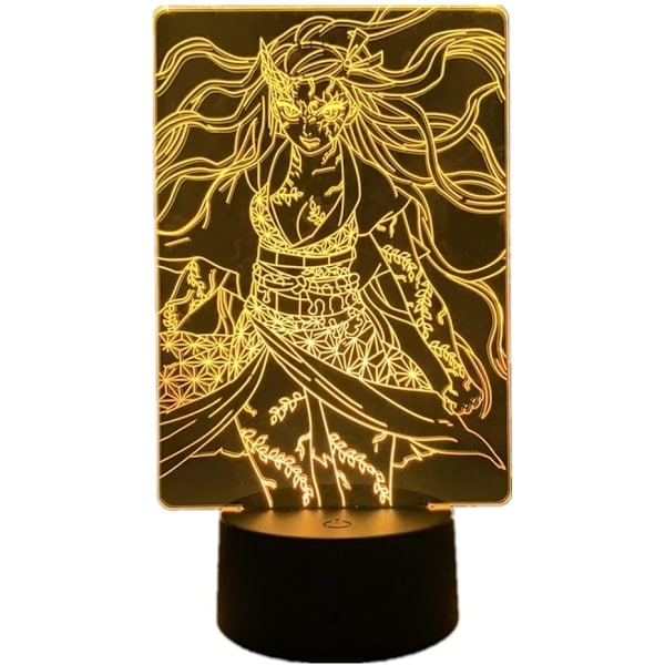 3D Illusionslampe Anime Kamado Nezuko LED Nattelys 16 Farger RGB Fjernkontroll Soveromsdekor Barn Gave Bordlampe Kimetsu No Yaiba