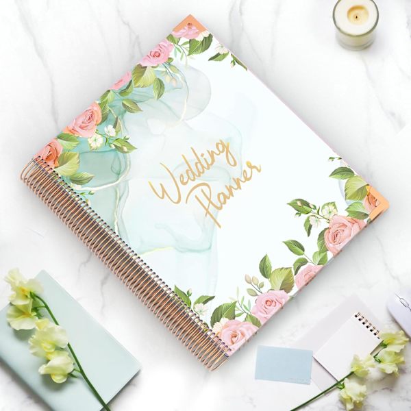 Bröllops Plannerbok 176 sidor, Bröllopsplanerare med Checklistor Fickkalender, Bröllopsmapp för Bruden, Unik Förlovningsgåva