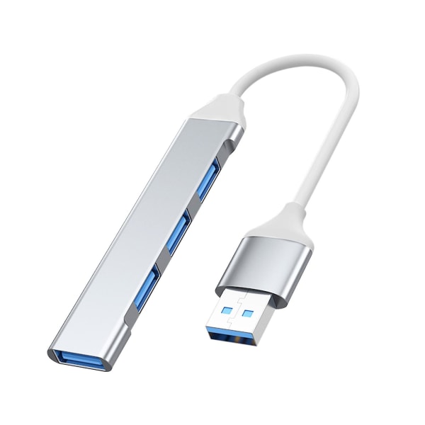 Mini USB-hubbtillägg, 4-portars USB, USB-adapterstation, ultraslim bärbar datahubb, USB-splitter i aluminium