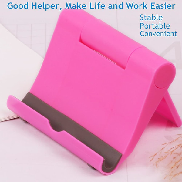 Mobiltelefonholder til skrivebord 2-pak Mobiltelefonholdere Desktop Tablet Stand, Foldbar telefonholder Universal justerbar Tablet Stand til skrivebord Black+Pink