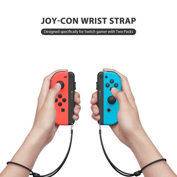 Kompatibel med Switch Joycon, en erstatning for Switch 2-delt Joycon-rem, med justerbar stramhed (sort)