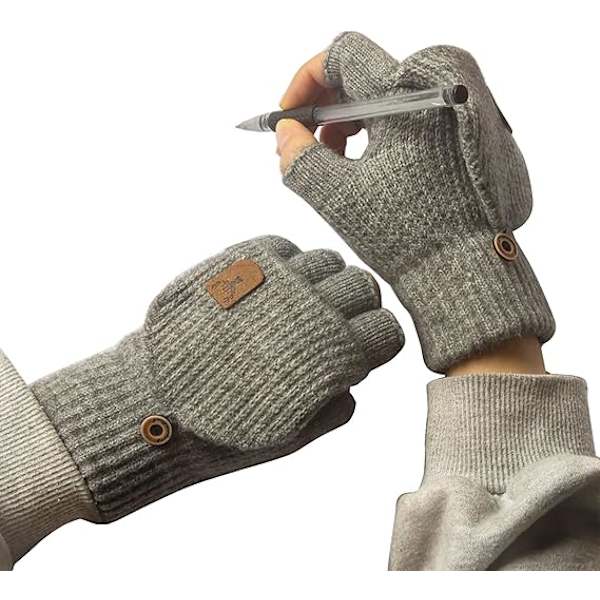 Strikkede Halvfingerhansker For Kvinner Menn Unisex Vinter Varme Berøringsskjermhansker Pustende Fingerløse Votter Strikkede G