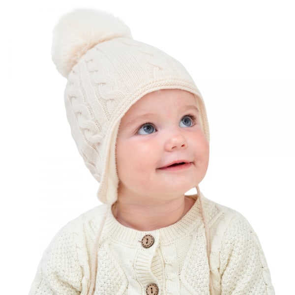 Vauvan talvihattu- ja lapasten setti, tytöille ja pojille, pompom-neulepipo ja -lapaset taaperoille 0-3T (Khaki)