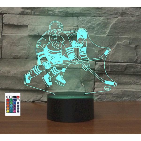3D Play Ishockey Fjärrkontroll 16 Färger Nattlampor Illusion Akryl LED Bord Sänglampa Barn Sovrum Skrivbordsdekoration Födelsedagspresenter Leksak