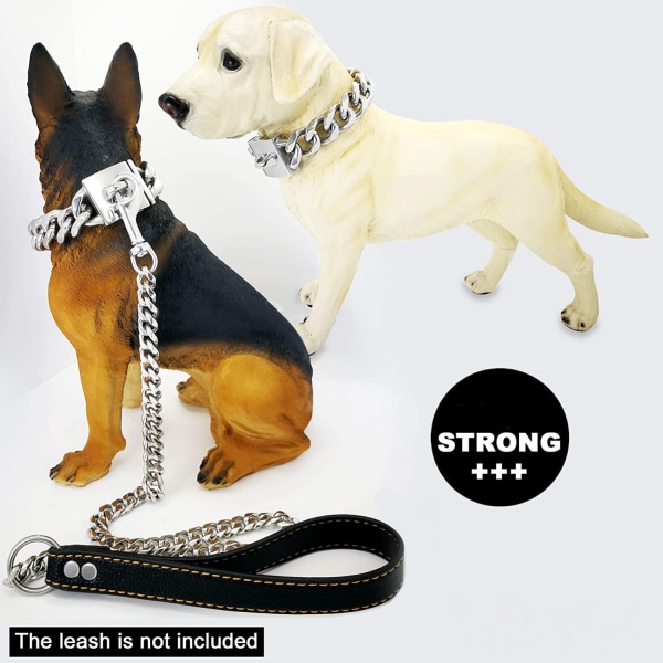 Stor hundekæde halsbånd 23MM Heavy Duty tyk cubansk led hundekæde halsbånd rustfrit stål metal gåtur kvæle kæde halskæde til mellemstore store XL hunde (24 tommer)