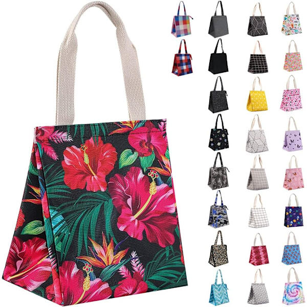 Lunch Bag Isolerad Lunch Bag för Kvinnor Män Återanvändbar Lunch Tote Bärbar Vuxen Termisk Stor Lunch Cooler för Arbete Picknick Strand-Botanic Flower