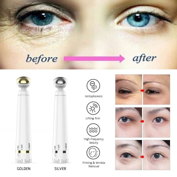 Elektrisk Mini Øjenmassager Ansigtsvibration Rynkefjerner Apparat Mørke Rander Anti-Ageing Massager Øjenhudspleje Værktøjer, Stor