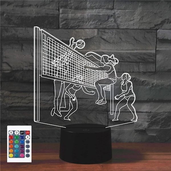 3D Play Ishockey Fjernkontroll 16 Farger Nattelysbilder Illusionsakryl LED Bord Nattbord Lampe Barn Soverom Skrivebord Dekor Bursdagsgaver Leke