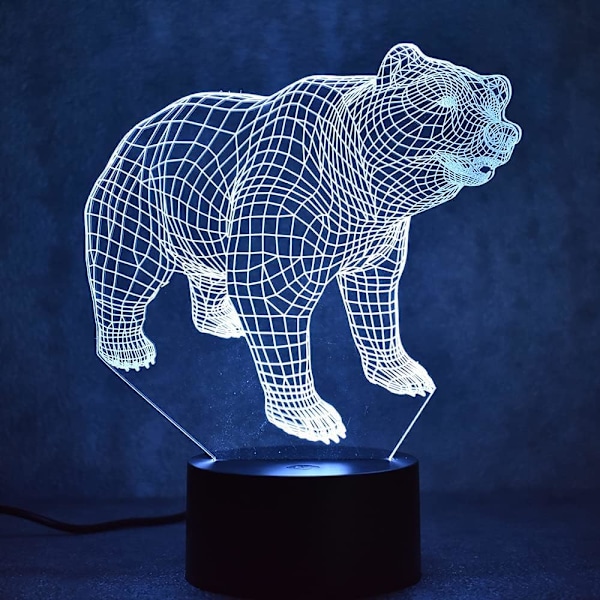 3D Isbjørn Fjernkontroll 16 Farger Nattelysbilder Illusions Akryl LED Bord Nattbord Lampe Barn Soverom Skrivebord Dekor Bursdag Jul Gave Leke