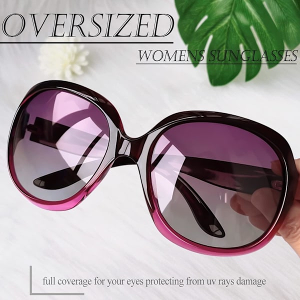 Polariserade solglasögon dam trendiga överdimensionerade stora körsolglasögon damer UV-skyddande stora solglasögon nyanser gradient Purple Gradient
