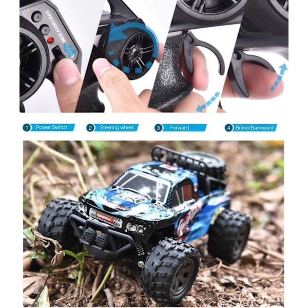 1/18 mittakaavan radio-ohjattava auto C4wd, maastoauto, suuri nopeus 20 km/h, maastoauto pojille ja tytöille, radio-ohjattava leluauto lahja 5-12-vuotiaille