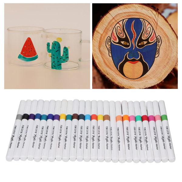 Akrylfärgpennor Vattenbaserat Bläck Vattentät Hög Täckning Färgpennor Färgpennor för DIY Målning 24 Färg