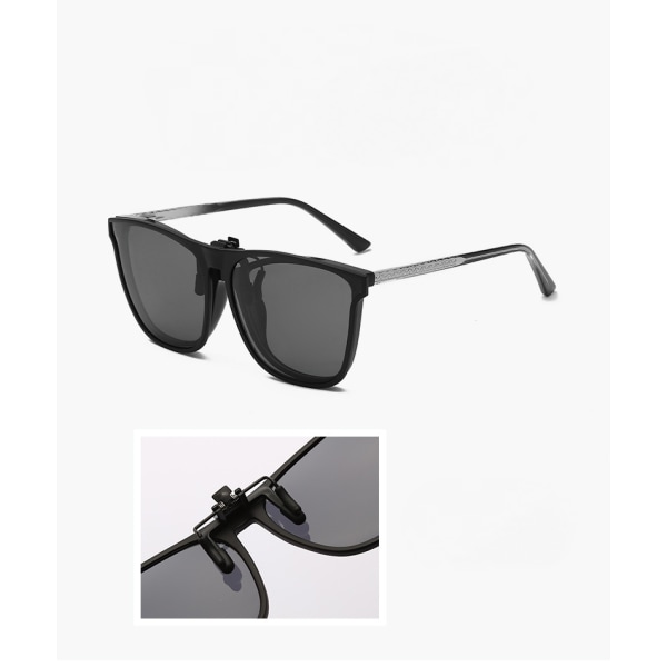 Polariserade Clip on Solglasögon - Solglasögon Clip on Glasögon för män Kvinnor, Stor ram Clip-on flip-up Solglasögon för körning fiske utomhus-Guld