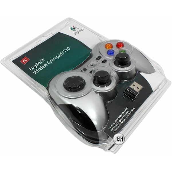 Logitech G F710 Langaton peliohjain, 2,4 GHz langaton USB-nanovastaanottimella, Ohjain kaksoisvärinäpalautteella, 4-kytkimen D-pad, PC - Harmaa/Musta