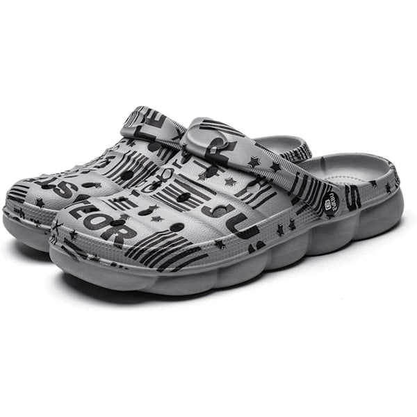 Trädgårdsskor för män och kvinnor, sommarsandaler, lätta, halkfria promenadskor, unisex vuxenclogs för pool, strand, trädgård, dusch Grey 10.25inch 13 Women/10.5 Men